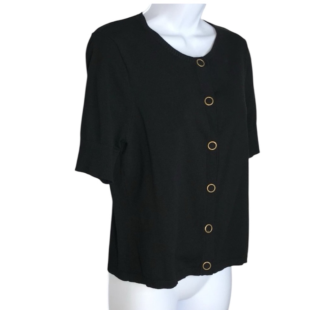 August Silk S/S Knit Top | Silk Blend | Black | Large